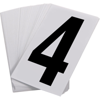 Num&eacute;ros autocollants, 4, 3-1/2" h, Noir sur blanc Helyx Safety & Industrial Supplies