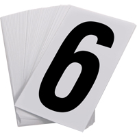 Num&eacute;ros autocollants, 6, 3-1/2" h, Noir sur blanc Helyx Safety & Industrial Supplies
