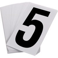 Num&eacute;ros autocollants, 5, 3-1/2" h, Noir sur blanc Helyx Safety & Industrial Supplies