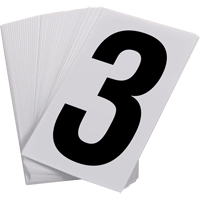 Num&eacute;ros autocollants, 3, 3-1/2" h, Noir sur blanc Helyx Safety & Industrial Supplies