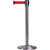 Free-Standing Crowd Control Barrier, Steel, 35" H, Red Tape, 7' Tape Length Helyx Safety & Industrial Supplies