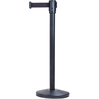 Barri&egrave;res sur pieds pour le contr&ocirc;le des foules, Acier, 35" h, Ruban Noir, Longueur du ruban 7' Helyx Safety & Industrial Supplies