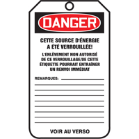 Lockout Tags, Cardstock, 3-1/8" W x 5-7/8" H, French Helyx Safety & Industrial Supplies