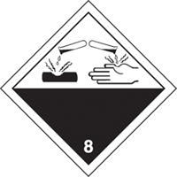 &eacute;tiquettes d'exp&eacute;dition TMD, Classe 8, Corrosifs, Papier Helyx Safety & Industrial Supplies
