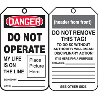 Safety Tags, Plastic, 3-3/8" W x 5-3/4" H, English Helyx Safety & Industrial Supplies