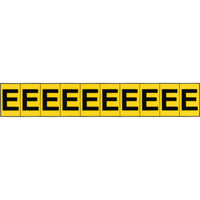 Rep&egrave;res adh&eacute;sifs &agrave; lettres individuelles, E, 1" h, Noir sur jaune Helyx Safety & Industrial Supplies