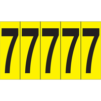 Rep&egrave;res adh&eacute;sifs &agrave; chiffres individuels, 7, 3-7/8" h, Noir sur jaune Helyx Safety & Industrial Supplies