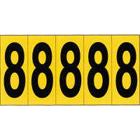Rep&egrave;res adh&eacute;sifs &agrave; chiffres individuels, 8, 3-7/8" h, Noir sur jaune Helyx Safety & Industrial Supplies