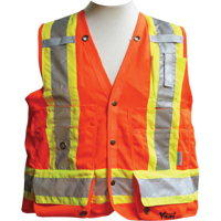 Surveyor Safety Vest, High Visibility Orange, Medium, Polyester Helyx Safety & Industrial Supplies
