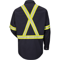 Chemise de travail avec bordure r&eacute;fl&eacute;chissante, Coton/nylon, Moyen, Orange haute visibilit&eacute; Helyx Safety & Industrial Supplies