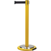 Free-Standing Crowd Control Barrier, Steel, 35" H, Black Tape, 7' Tape Length Helyx Safety & Industrial Supplies