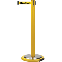 Free-Standing Crowd Control Barrier, Steel, 35" H, Yellow Tape, 7' Tape Length Helyx Safety & Industrial Supplies