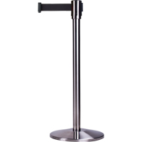 Free-Standing Crowd Control Barrier, Steel, 35" H, Black Tape, 12' Tape Length Helyx Safety & Industrial Supplies