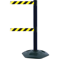 Dual Line Heavy Duty Post, Plastic, 38" H, Black/Yellow Tape, 7.5' Tape Length Helyx Safety & Industrial Supplies