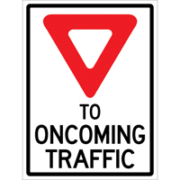 Enseigne enroulable de circulation  Yield to Oncoming Traffic , 36" x 48", Vinyle, Anglais avec pictogramme Helyx Safety & Industrial Supplies