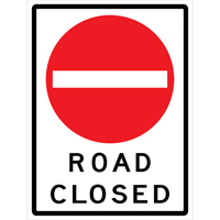 Enseigne enroulable de circulation  Road Closed , 36" x 48", Vinyle, Anglais avec pictogramme Helyx Safety & Industrial Supplies