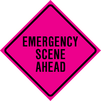 Enseigne enroulable de circulation  Emergency Scene Ahead , 36" x 36", Vinyle, Anglais Helyx Safety & Industrial Supplies
