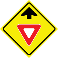 Enseigne enroulable de circulation  Yield Ahead , 36" x 36", Vinyle, Pictogramme Helyx Safety & Industrial Supplies
