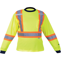 Chemise de s&eacute;curit&eacute; &agrave; manches longues, Polyester, Moyen, Jaune lime haute visibilit&eacute; Helyx Safety & Industrial Supplies