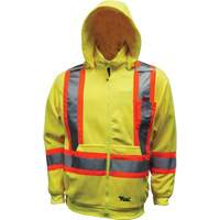 Chandail &agrave; capuchon de s&eacute;curit&eacute; en molleton, Polyester, Petit, Jaune lime haute visibilit&eacute; Helyx Safety & Industrial Supplies