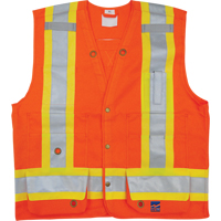 Veste de s&eacute;curit&eacute; pour arpenteur, Orange haute visibilit&eacute;, Petit, Polyester Helyx Safety & Industrial Supplies