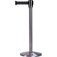 Free-Standing Crowd Control Barrier, Steel, 35" H, Black Tape, 7' Tape Length Helyx Safety & Industrial Supplies