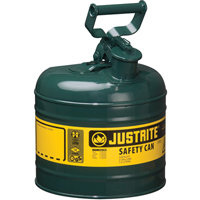 Bidons s&eacute;curitaires, Type I, Acier, 2 gal. US, Vert, Homologu&eacute; FM/List&eacute; UL/ULC Helyx Safety & Industrial Supplies