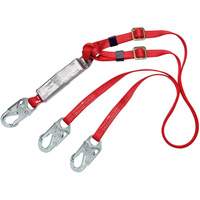 PRO Shock-Absorbing Lanyard, 6', Snap Hook Center, Snap Hook Leg Ends, Polyester Helyx Safety & Industrial Supplies