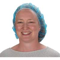 Non-Woven Bouffant Caps, Polypropylene, 21"/Large, Blue Helyx Safety & Industrial Supplies