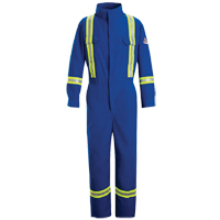 Combinaisons de qualit&eacute; sup&eacute;rieure r&eacute;sistantes aux flammes avec bandes r&eacute;fl&eacute;chissantes, Taille 38, Bleu royal, 5,1 cal/cm² Helyx Safety & Industrial Supplies