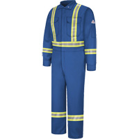 Combinaisons de qualit&eacute; sup&eacute;rieure r&eacute;sistantes aux flammes avec bandes r&eacute;fl&eacute;chissantes, Taille 38, Bleu royal, 12,2 cal/cm² Helyx Safety & Industrial Supplies