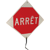 Panneau de circulation enroulable  Arr&ecirc;t , 24" x 24", Vinyle, Français Helyx Safety & Industrial Supplies