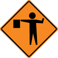 Panneau de construction enroulable - Tilt-Adjust signaleur, 36" x 36", Vinyle, Pictogramme Helyx Safety & Industrial Supplies