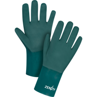 Double Dipped Green Gloves, 12" L, PVC, Cotton Jersey Inner Lining, 70-mil Helyx Safety & Industrial Supplies