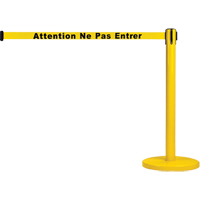 Free-Standing Crowd Control Barrier, Steel, 35" H, Yellow Tape, 7' Tape Length Helyx Safety & Industrial Supplies