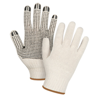 Heavyweight Dotted String Knit Gloves, Poly/Cotton, Single Sided, 7 Gauge, Large Helyx Safety & Industrial Supplies