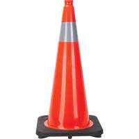 C&ocirc;ne de signalisation, 28", Orange, Bande(s) r&eacute;fl&eacute;chissante(s) 4" Helyx Safety & Industrial Supplies