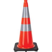 C&ocirc;ne de signalisation, 28", Orange, Bande(s) r&eacute;fl&eacute;chissante(s) 4" & 6" Helyx Safety & Industrial Supplies