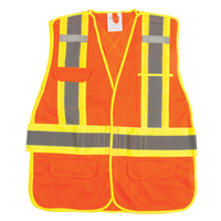 Surveyor's Safety Vest, High Visibility Orange, Large, Polyester Helyx Safety & Industrial Supplies