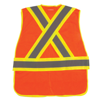 Surveyor's Safety Vest, High Visibility Orange, Large, Polyester Helyx Safety & Industrial Supplies