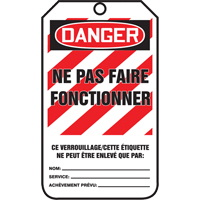 Lockout Tags, Plastic, 3-3/8" W x 5-5/8" H, French Helyx Safety & Industrial Supplies