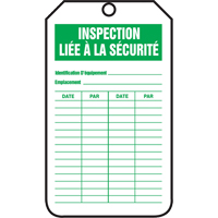 Inspection Tags, Cardstock, 3-1/8" W x 5-7/8" H, French Helyx Safety & Industrial Supplies