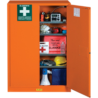 Armoires de rangement pour pr&eacute;paration aux situations d'urgence, Acier, 4 Tablettes, 65" h x 43" la x 18" P, Orange Helyx Safety & Industrial Supplies