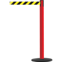Advance TensaBarrier&reg; Barrier Post, Steel, 36" H, Black/Yellow Tape, 7.5' Tape Length Helyx Safety & Industrial Supplies