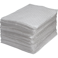 Feuilles absorbantes en fibres fines de premi&egrave;re qualit&eacute;, Huile seulement, 15" x 17", 25 gal. d'absorption Helyx Safety & Industrial Supplies