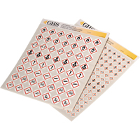 Assortiment d'&eacute;tiquettes avec pictogrammes sgh, Vinyle, Feuille, 1" lo x 1" la Helyx Safety & Industrial Supplies