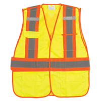 Flame-Resistant Surveyor Vest, High Visibility Lime-Yellow, Medium, Polyester Helyx Safety & Industrial Supplies