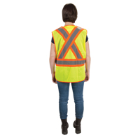 CSA Compliant High Visibility Surveyor Vest, High Visibility Lime-Yellow, Medium, Polyester Helyx Safety & Industrial Supplies