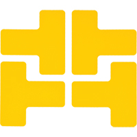 Autocollants pour d&eacute;limitation des coins sur le sol, T, 5" lo x 2" la, Jaune, Polyester Helyx Safety & Industrial Supplies