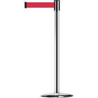 Slimline TensaBarrier&reg; Barrier Post, Steel, 38" H, Red Tape, 7.5' Tape Length Helyx Safety & Industrial Supplies